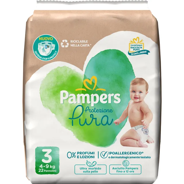 Pampers Protezione Pura pannolini Midi taglia 3 22 pezzi
