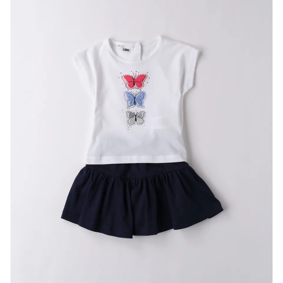 iDO completo corto bimba blu farfalle jersey cotone