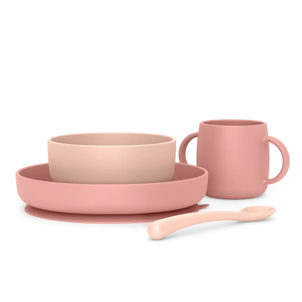 Suavinex Set Svezzamento Silicone Rosa 4 Pezzi