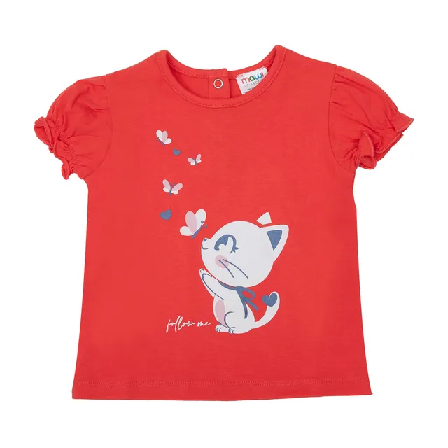 Toys Center Baby t-shirt jersey bimba corallo stampa gattino