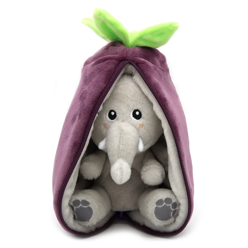 Les Déglingos Flipetz Velvet Peluche Elefante Melanzana 2 in 1