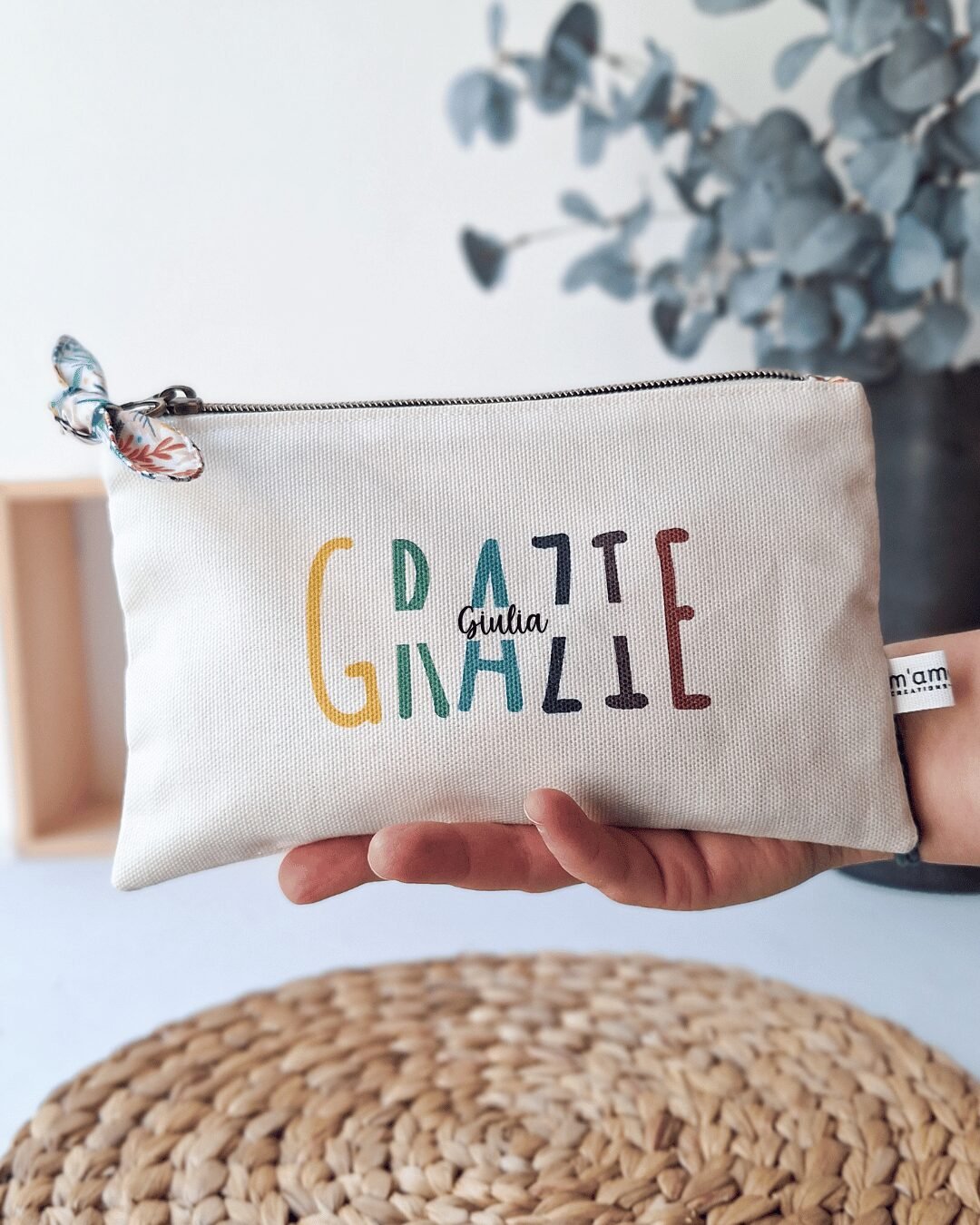 M'Amélie Creations Pochette Grazie Personalizzabile Cotone Maestre