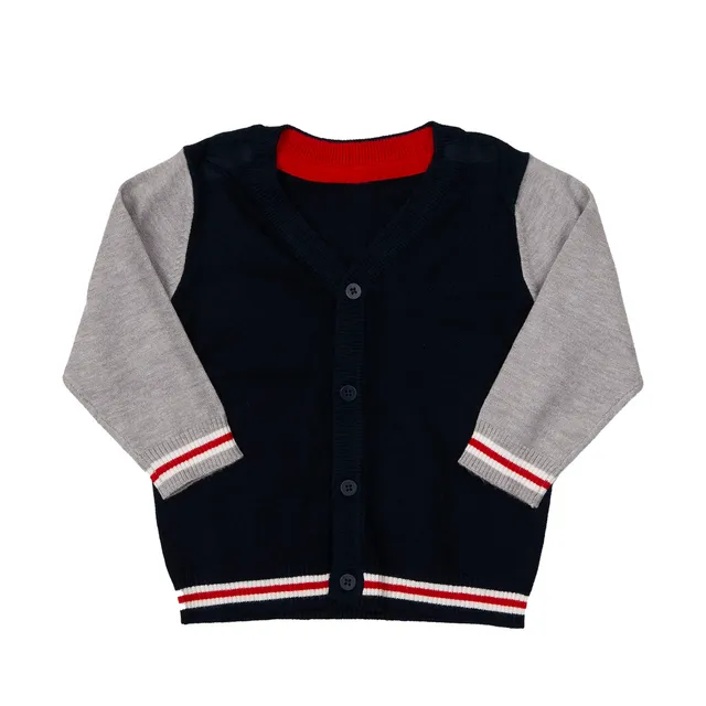 Mawi Tricot cardigan bimba blu grigio melange