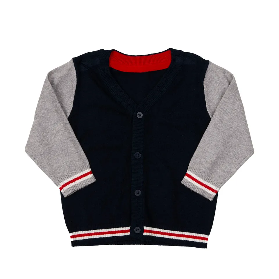 Mawi Tricot cardigan bimba blu grigio melange