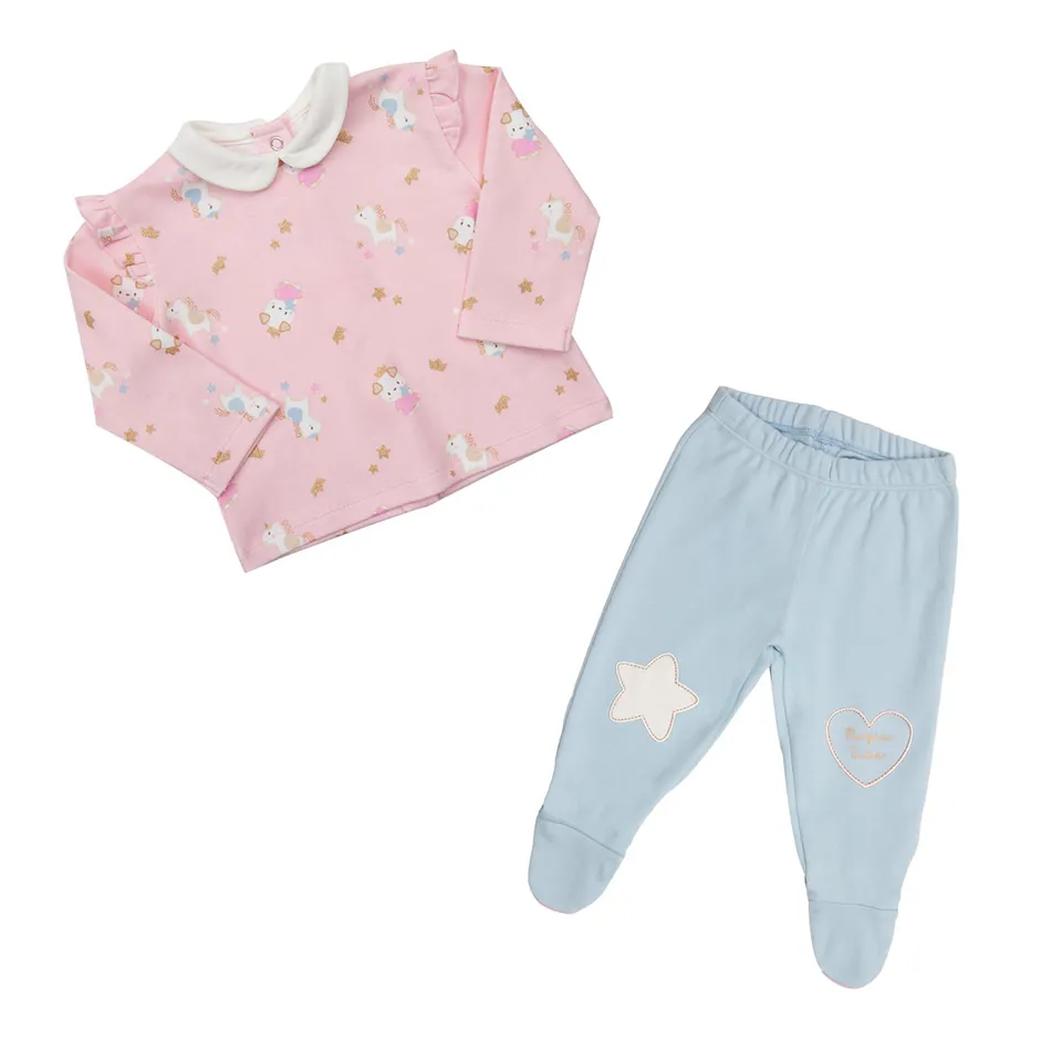 Mawi set 2 pezzi interlock unicorni bimba cotone