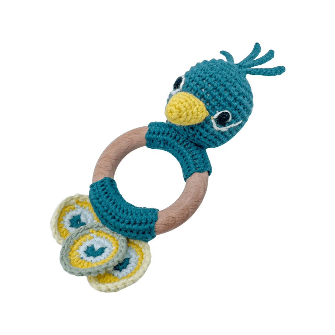 Piccoli Toys Ottavia sonaglio uncinetto pavone cotone
