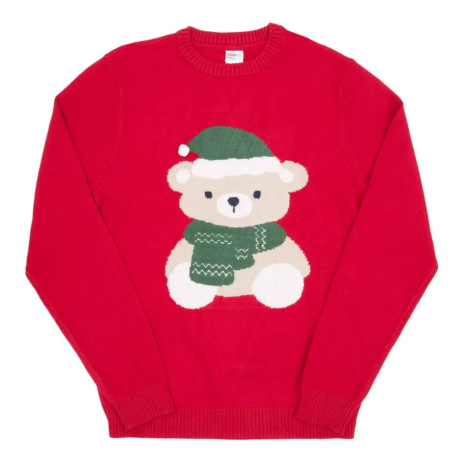 Maglia tricot Christmas Family dad rossa orsetto Natale