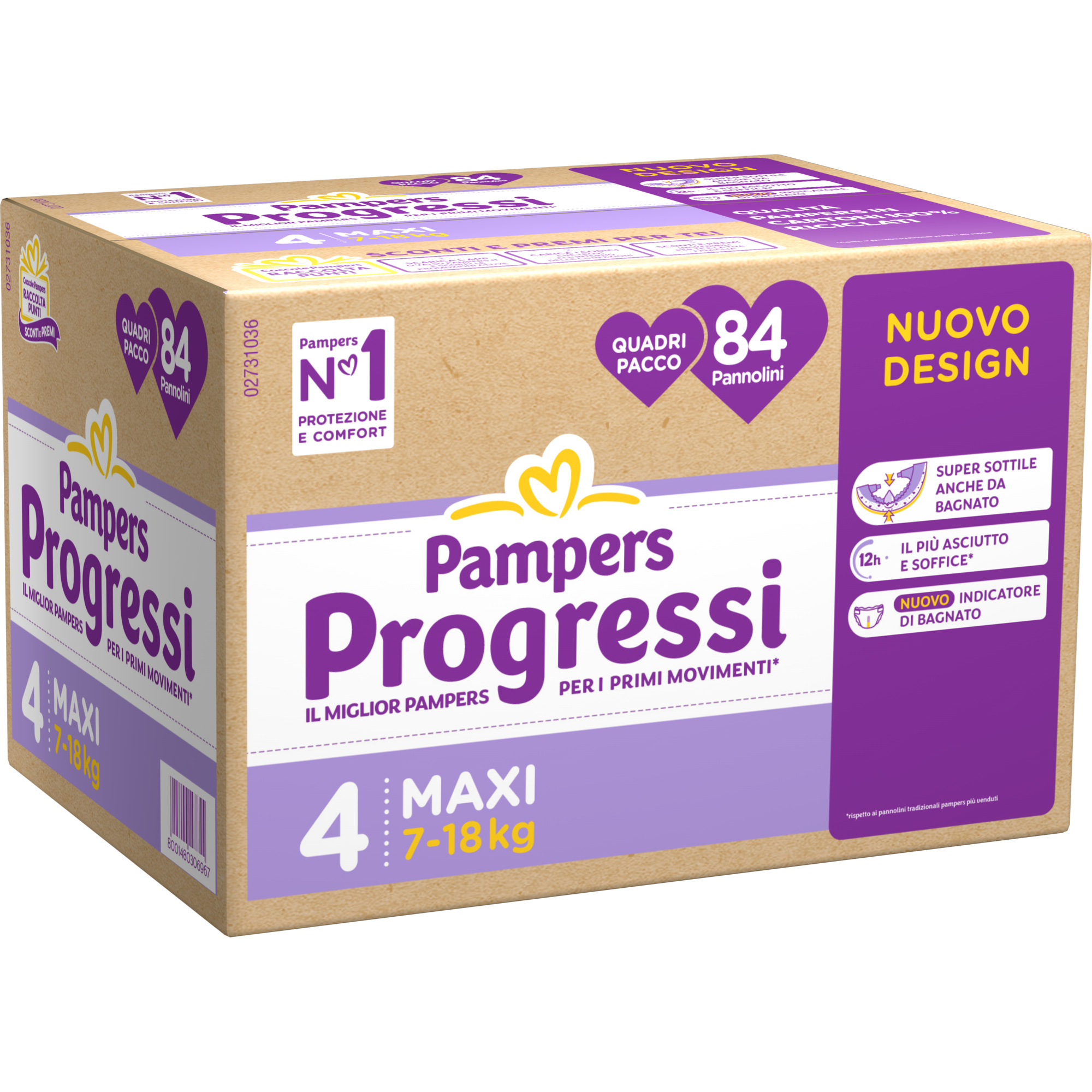 Pampers Progressi Quadri taglia 4 pannolini 84 pz 7-18kg