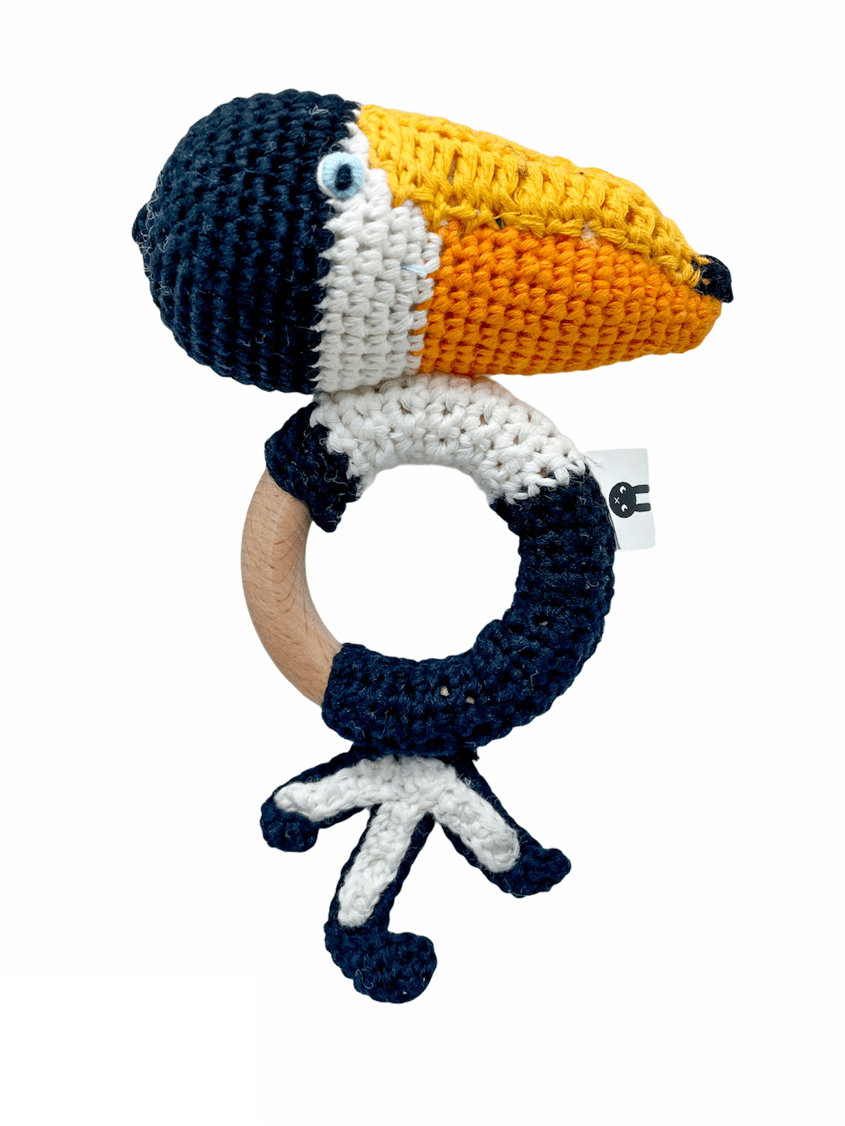 Piccoli Toys Ambrogio Sonaglino Tucano uncinetto cotone