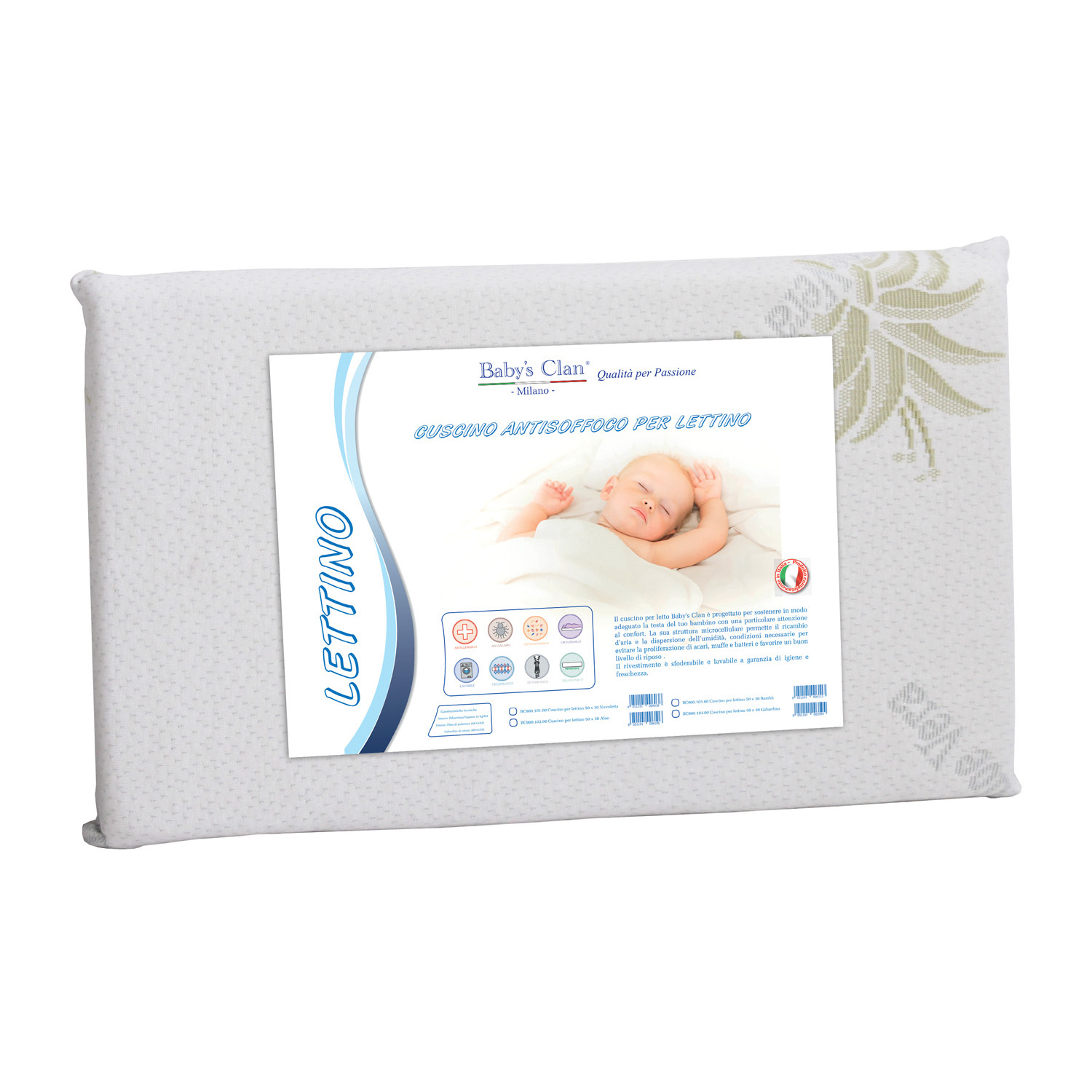 Baby's Clan Aloe cuscino lettino fibra naturale traspirante