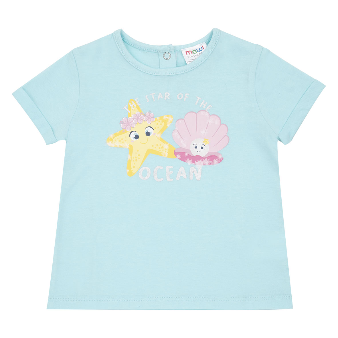 T-shirt Bimba Jersey Azzurra Stampa Marina Mezza Manica