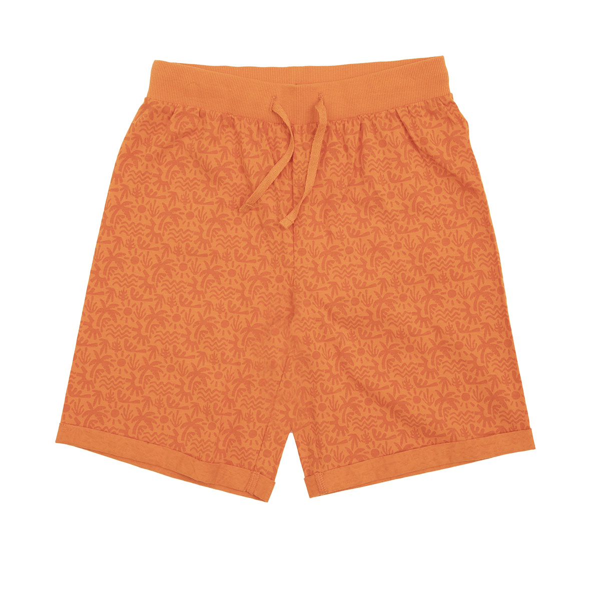 Short jersey bimbo arancio stampa sole mare
