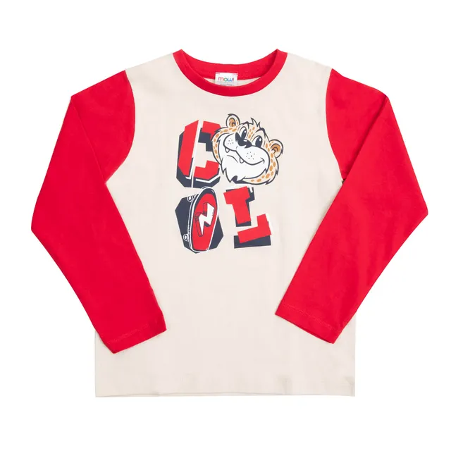 Maglia jersey bimbo raglan bianca rossa maniche lunghe