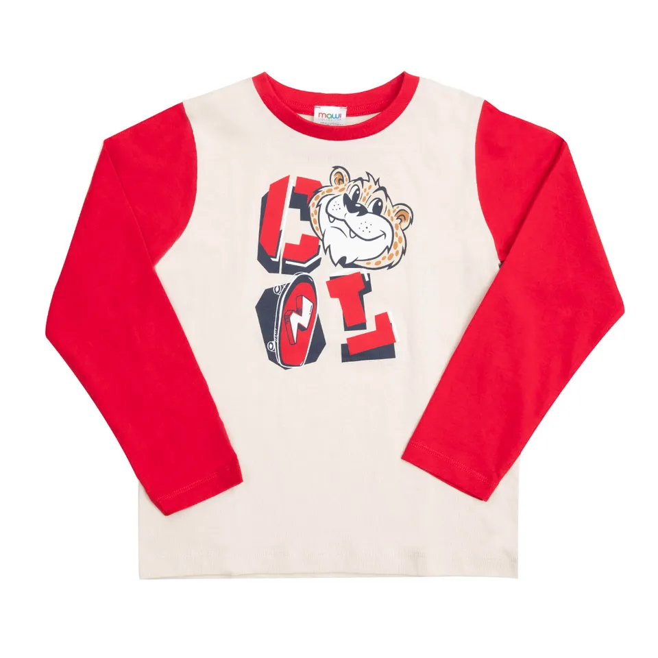 Maglia jersey bimbo raglan bianca rossa maniche lunghe