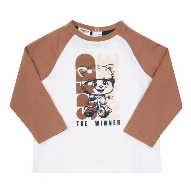 Maglia Bimbo Jersey Orsetto Bianca Marrone maniche lunghe