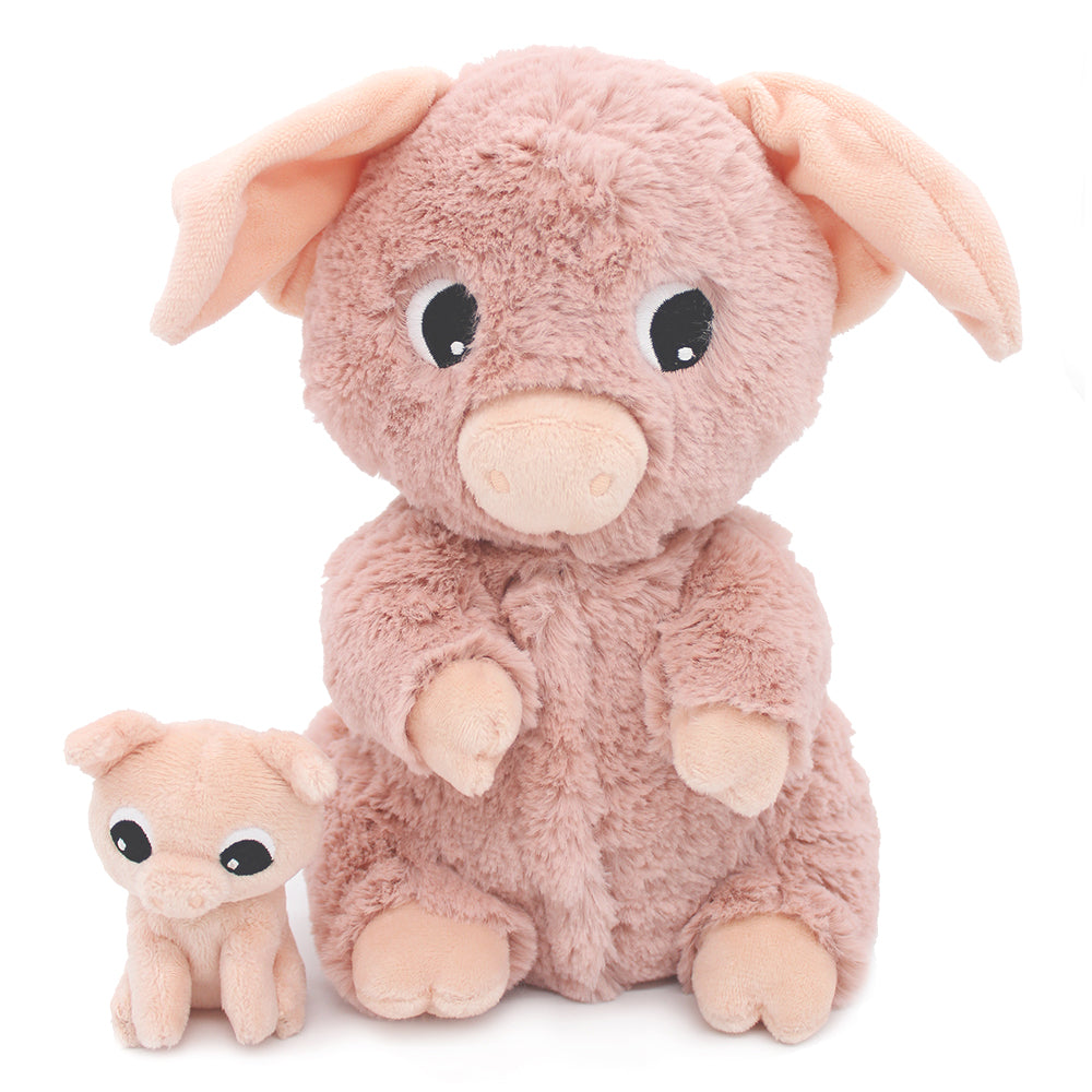Les Deglingos Ptipotos Barbekiou peluche maiale rosa con bebè