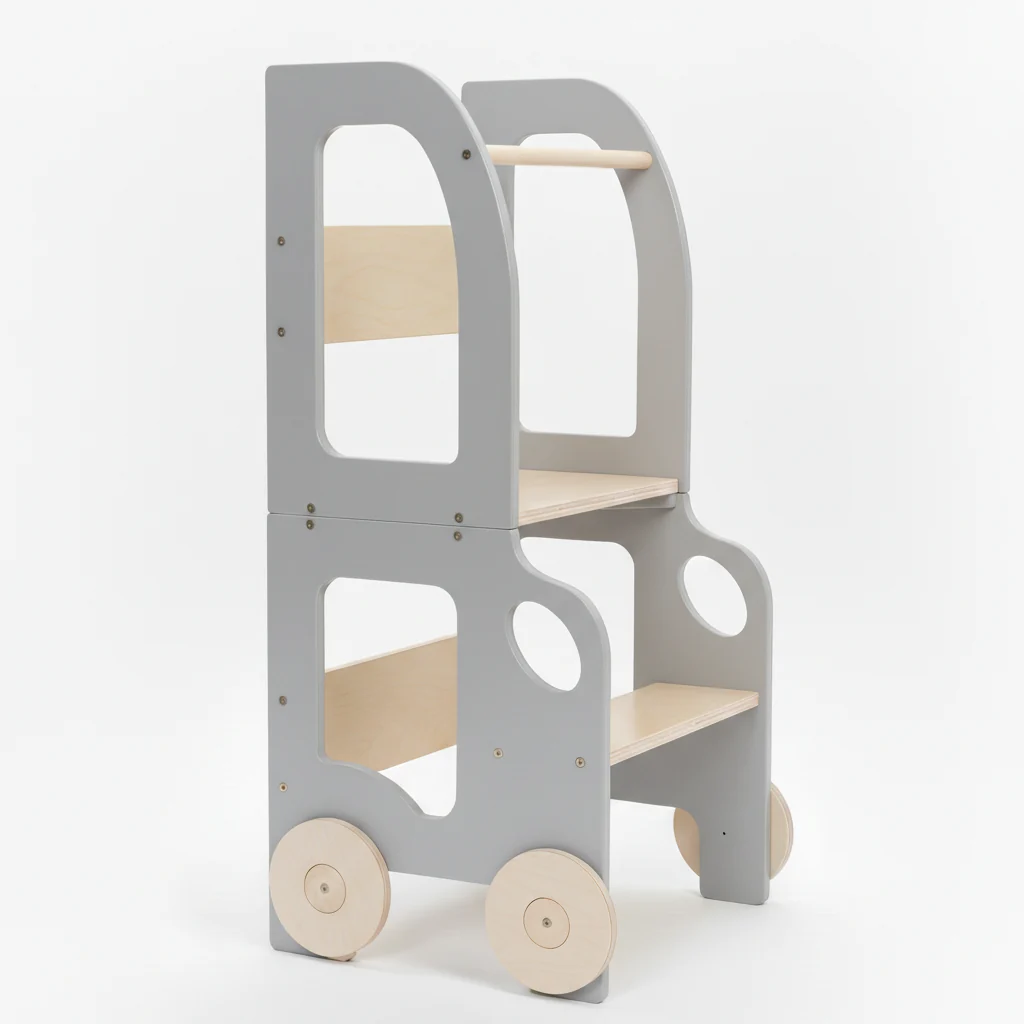 The Dida Montessori Convertible torre apprendimento grigia mesa-silla