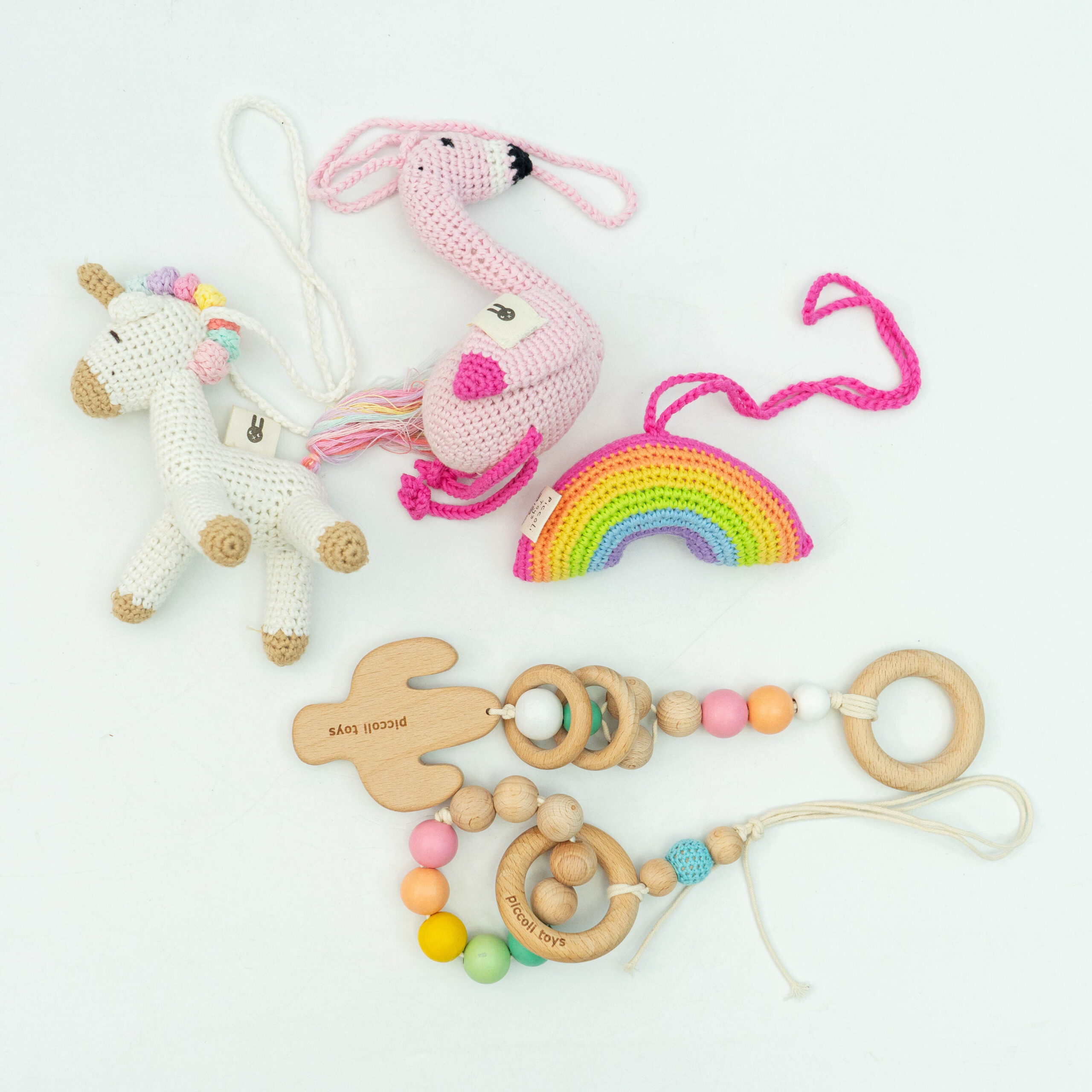 The Dida Rainbow palestrina neonato in cotone e legno