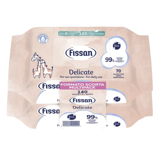Fissan Delicate salviettine 140 pz bipacco zinco e aloe