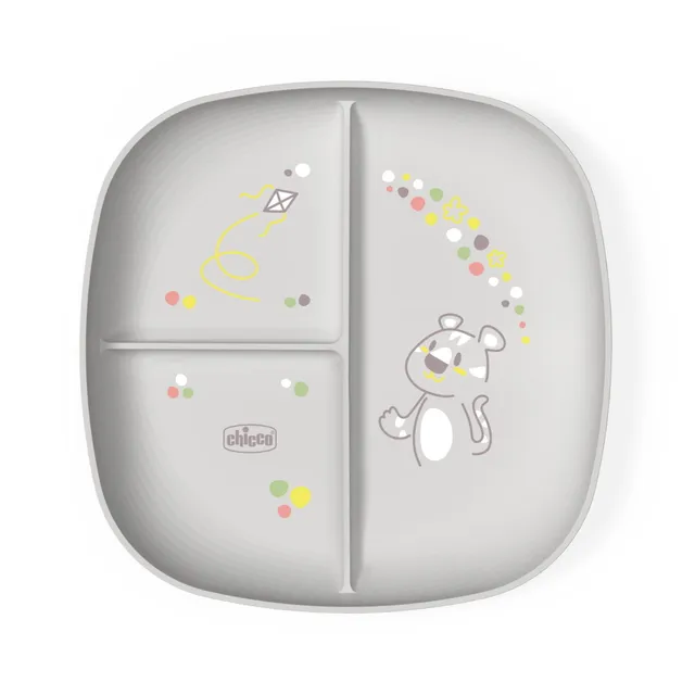 Chicco porzionato 18m+ piatto grigio polipropilene