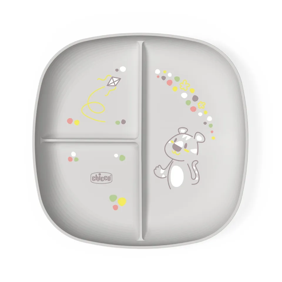 Chicco porzionato 18m+ piatto grigio polipropilene