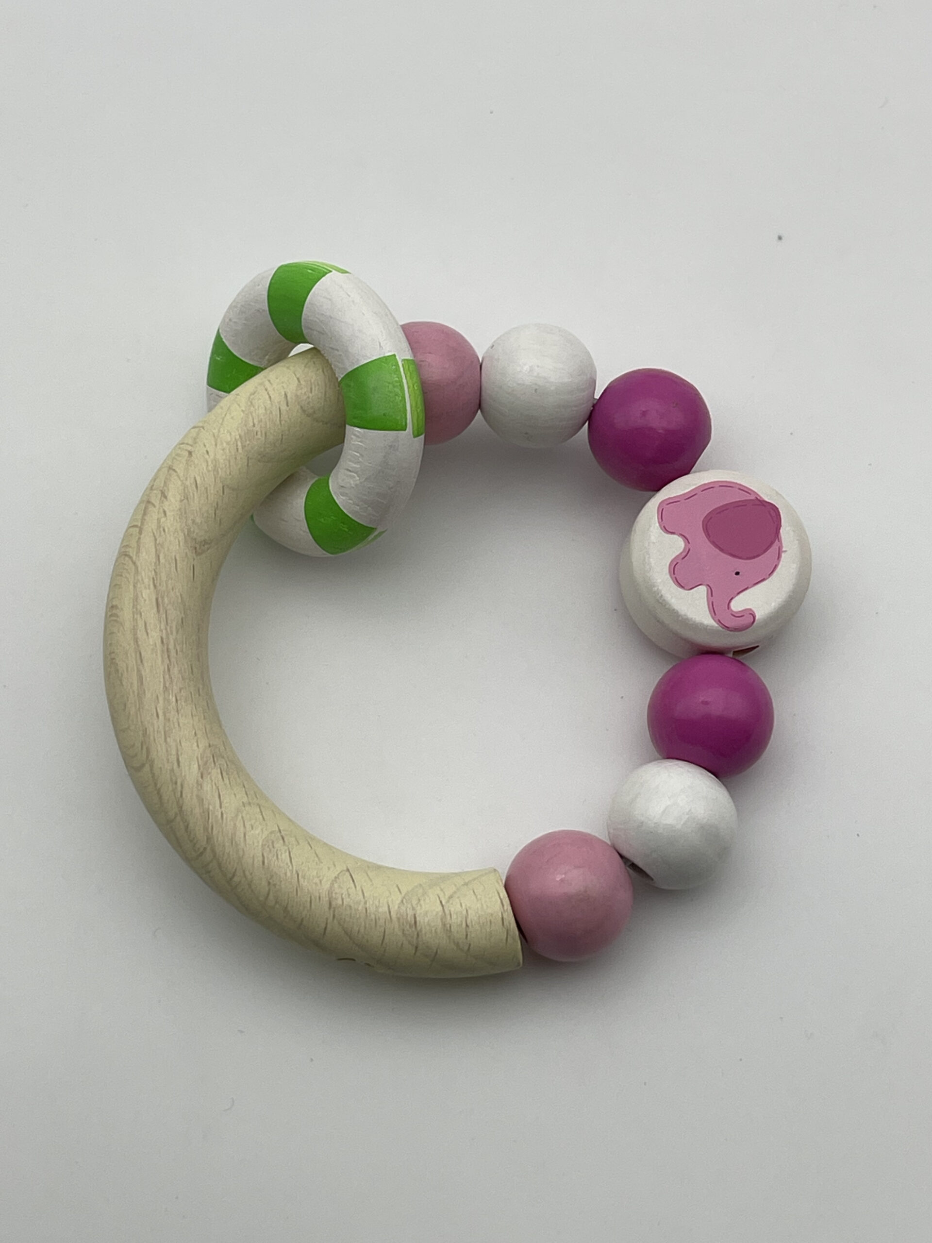 The Dida sonaglio legno elefante rosa neonato morditore