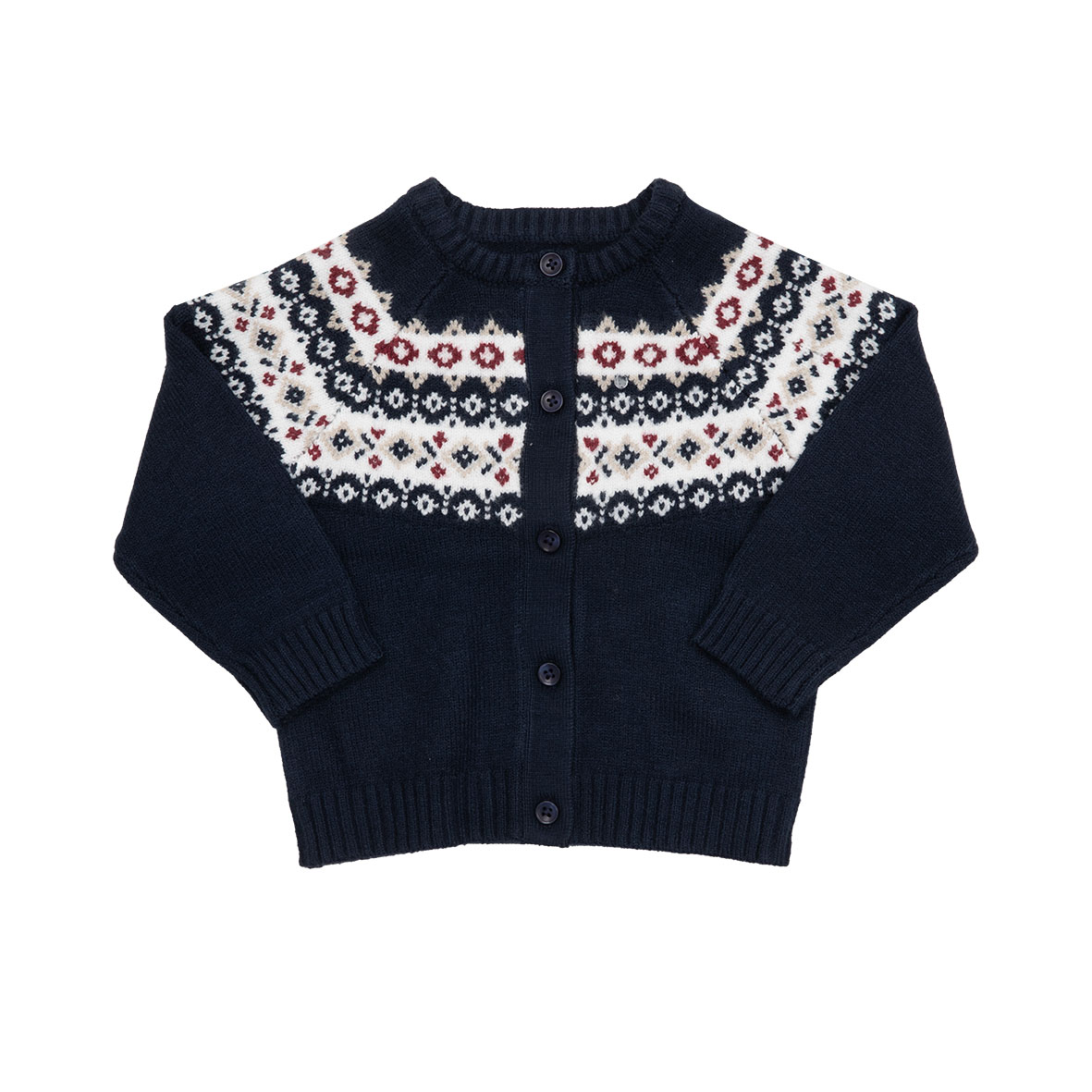 Baby Cardigan Tricot Bimbo Blu con Intarsio Cotone