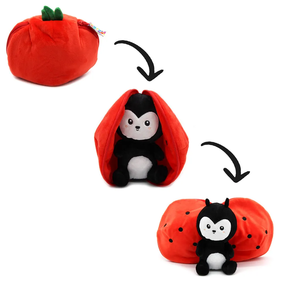 Les Deglingos Flipetz Comet Peluche Reversibile Coccinella Pomodoro