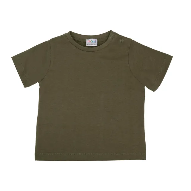 T-shirt Bimbo Jersey verde militare bottoni clip
