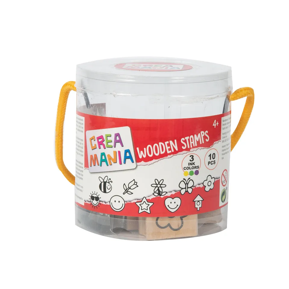 Crea Mania set timbrini legno 10 pezzi colori