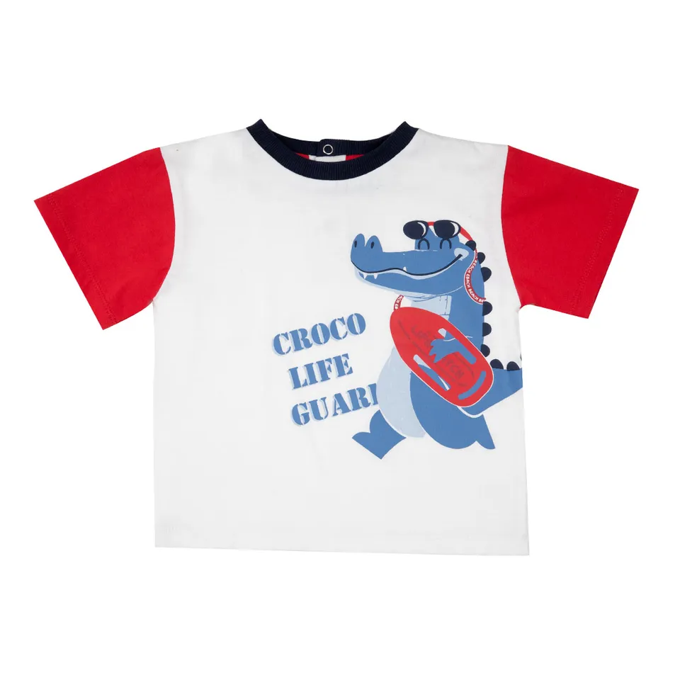 Chicco t-shirt bimbo bianco rosso mezza manica stampata
