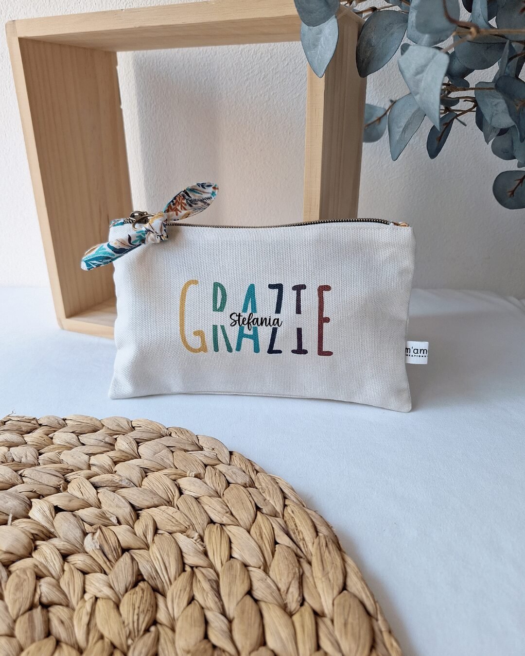 M'Amélie Creations Pochette Grazie Personalizzabile Cotone Maestre