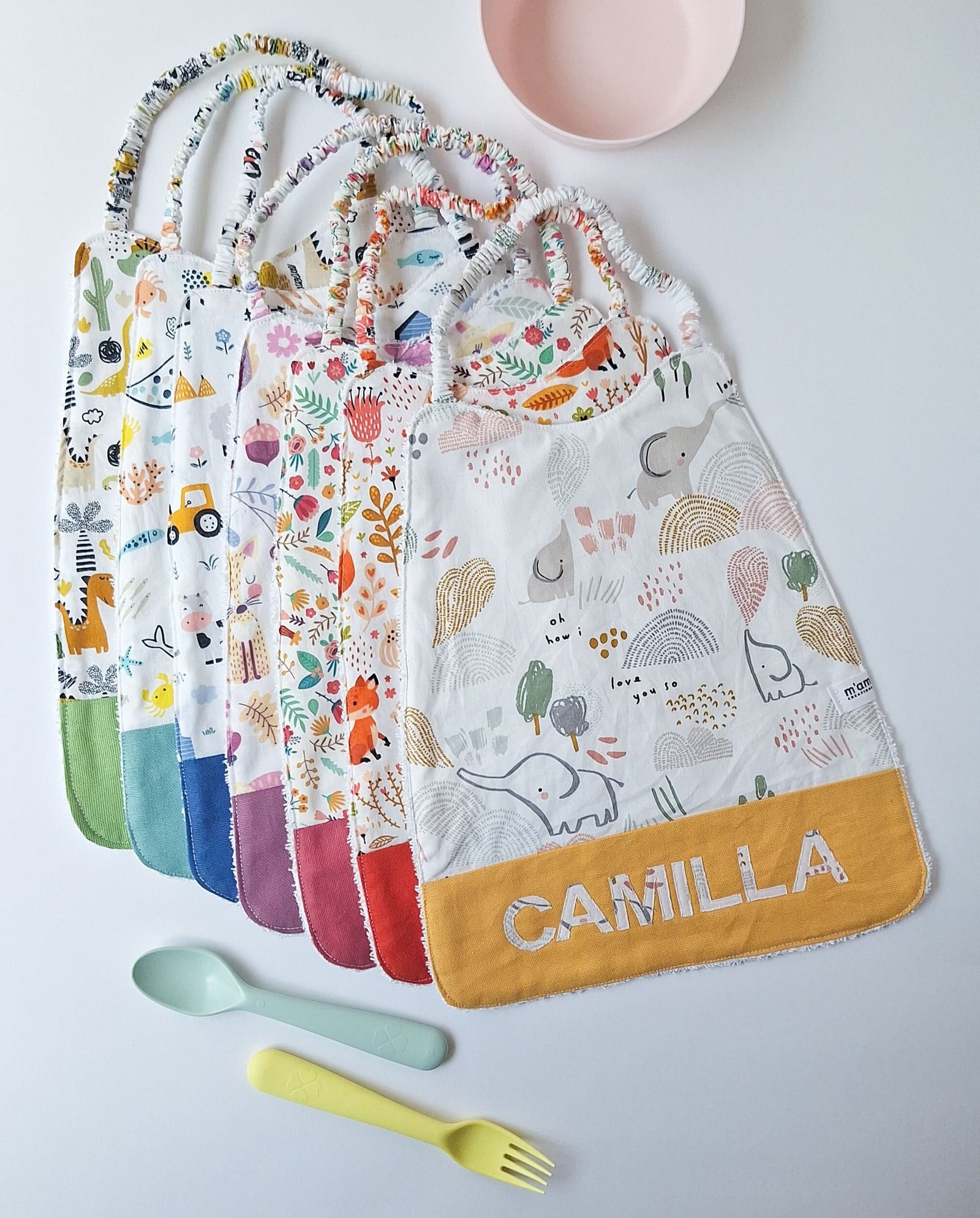 M'Amélie Creations Bavaglino Asilo con Elastico in Cotone
