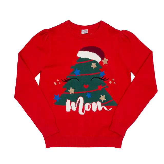 Mawi Family Xmas Mom maglia tricot rossa albero lurex