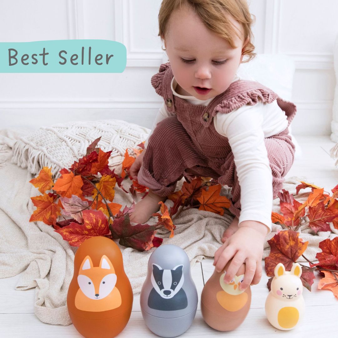 Rosa & Bo Nesting Babies bambole impilabili con sonaglio
