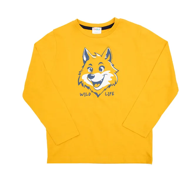 Maglia bimbo maniche lunghe gialla stampata girocollo