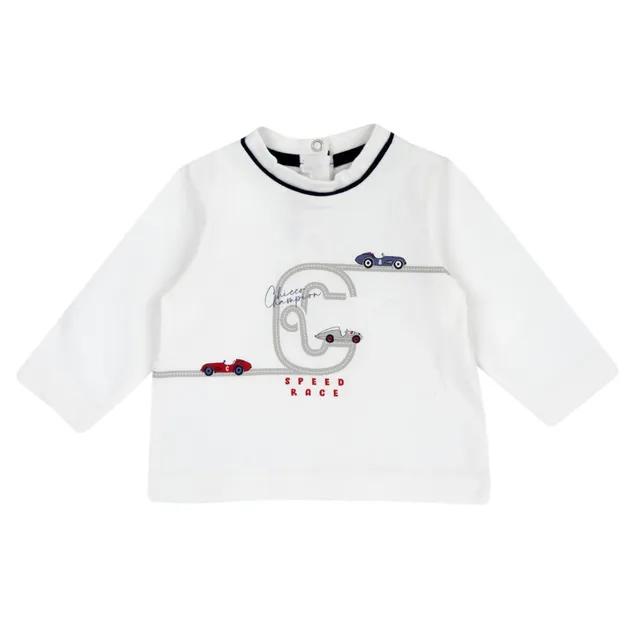 Chicco t-shirt manica lunga bimbo panna macchinine cotone