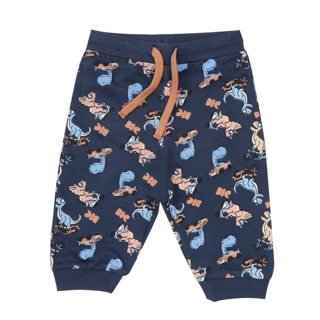 Pantalone bimbo blu stampa dino casual