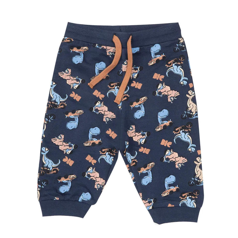 Pantalone bimbo blu stampa dino casual