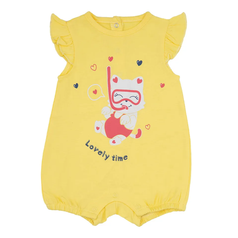 Pagliaccetto bimba jersey giallo con bottoni clip
