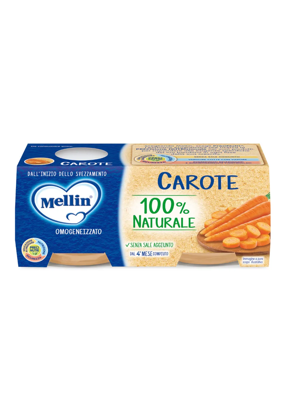 Mellin omogeneizzato carote 2x80 g senza sale