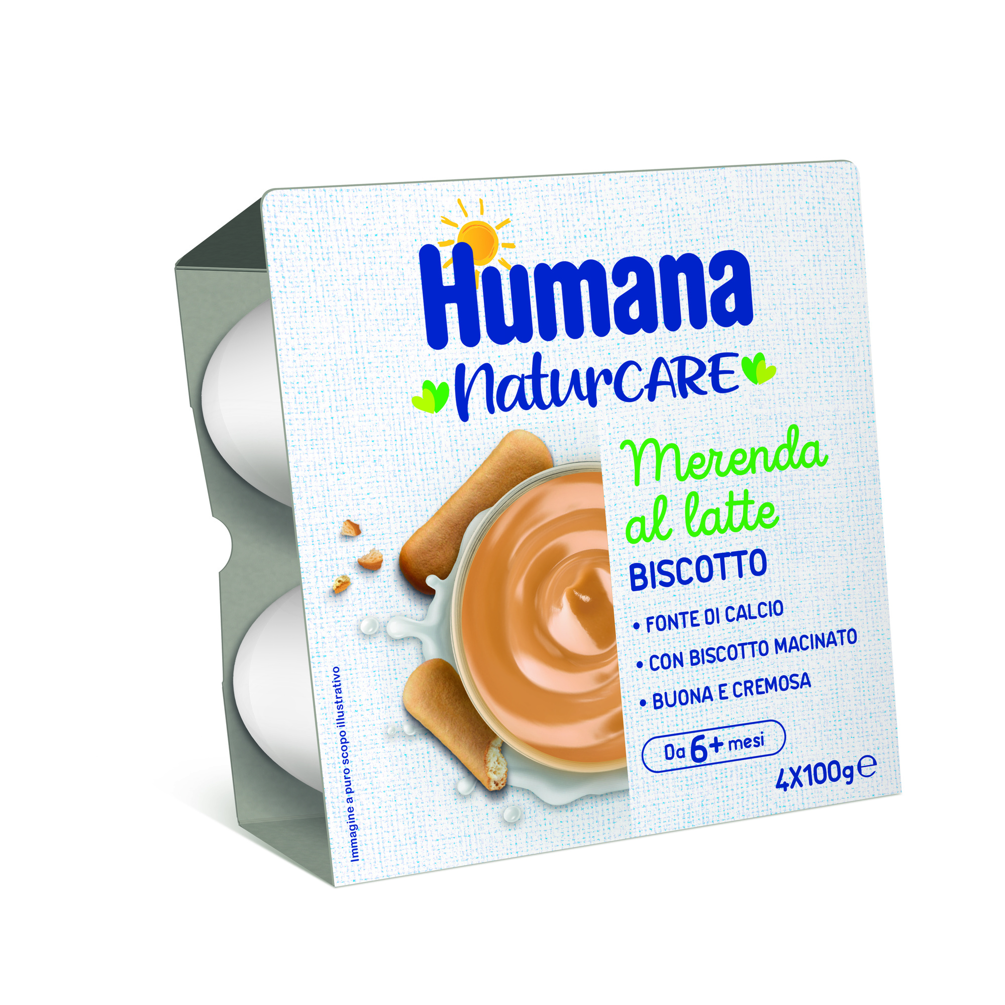 Humana Merenda al Latte Biscotto 4x100g Calcio