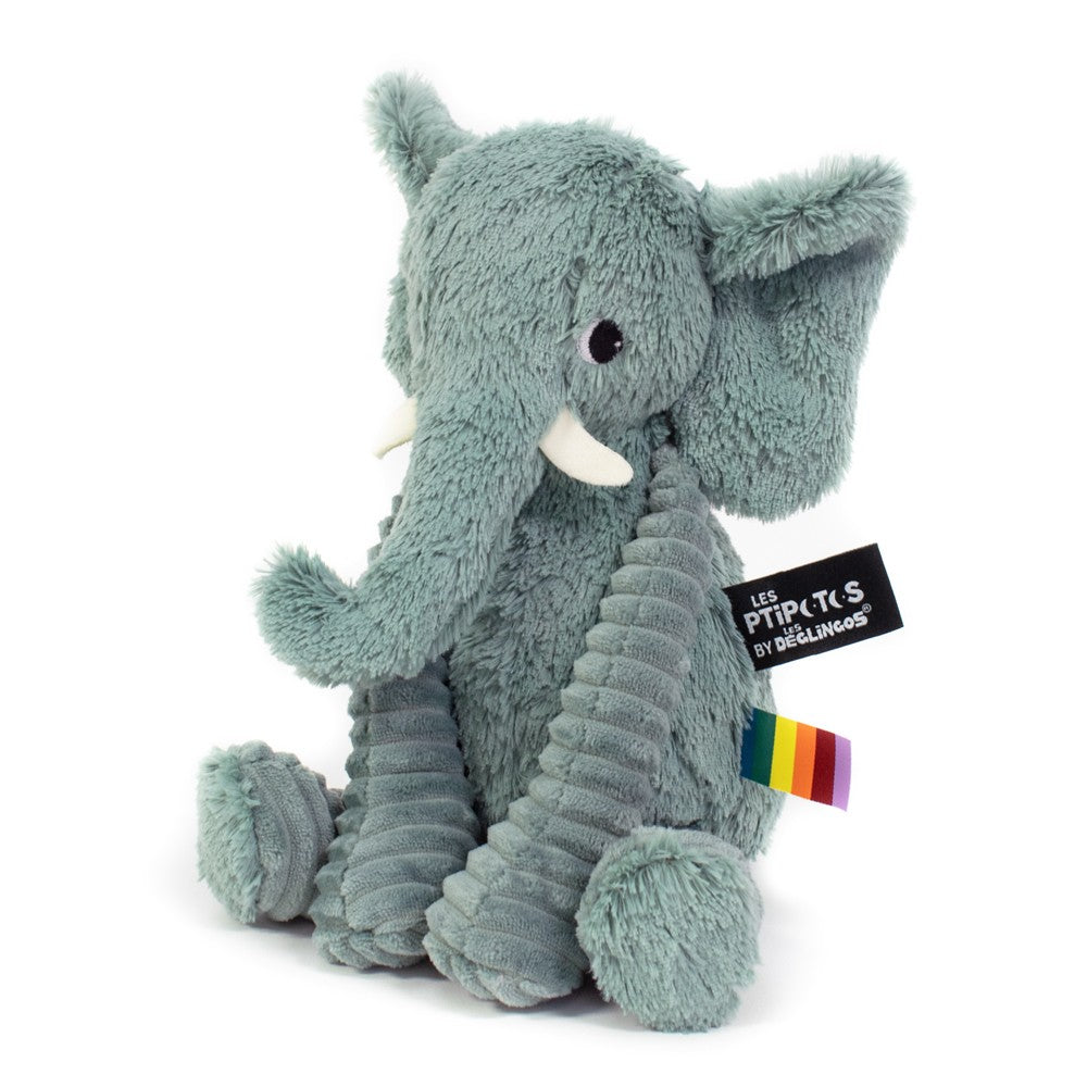 Les Deglingos Ptipotos Dimoitou peluche elefante verde menta 35 cm