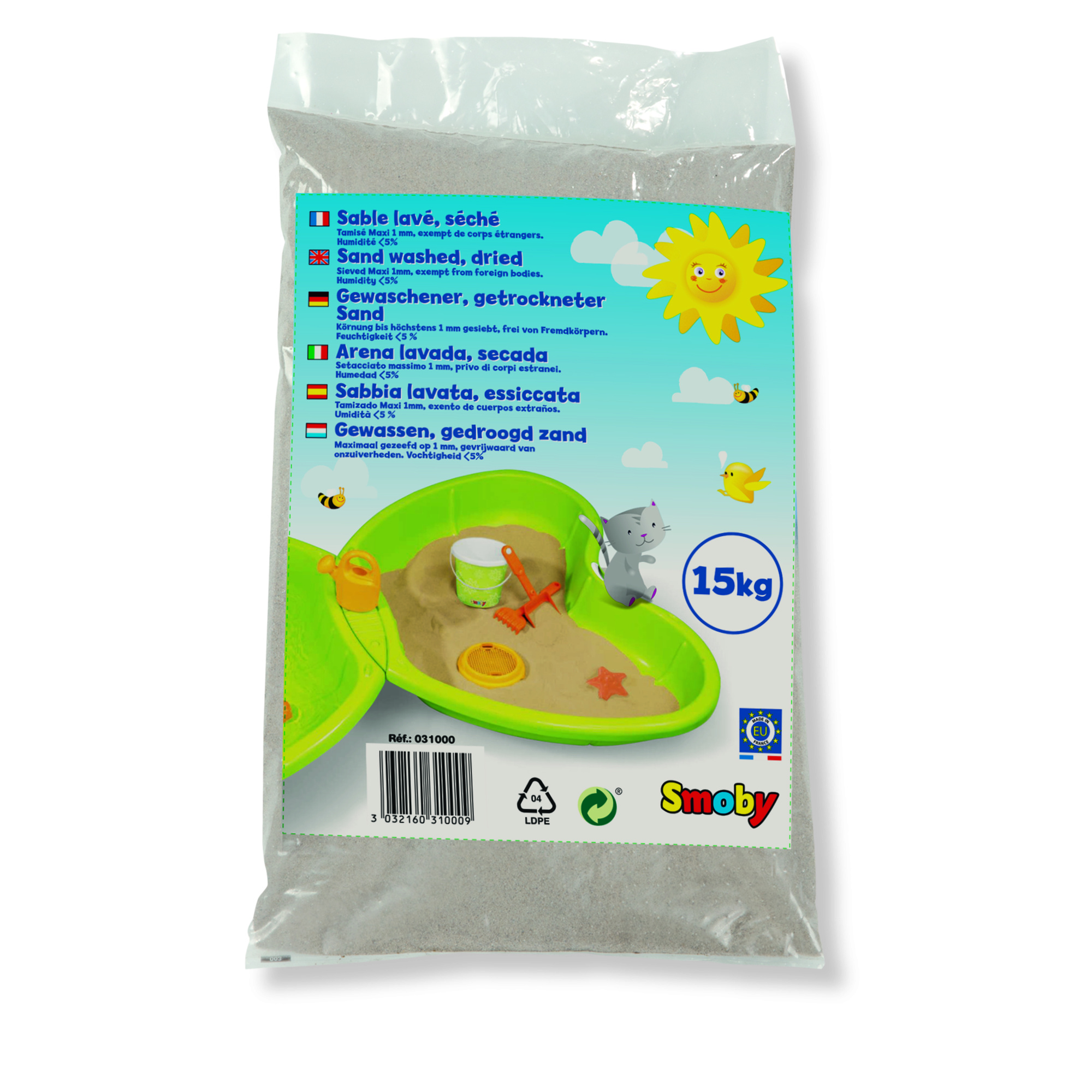 Smoby Sabbia per Sabbiera 15 kg Lavata e Seccata