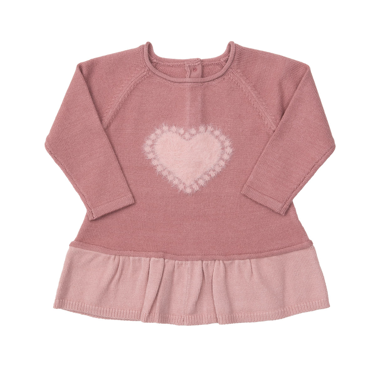 Vestito tricot bimba rosa con intarso cuoricino