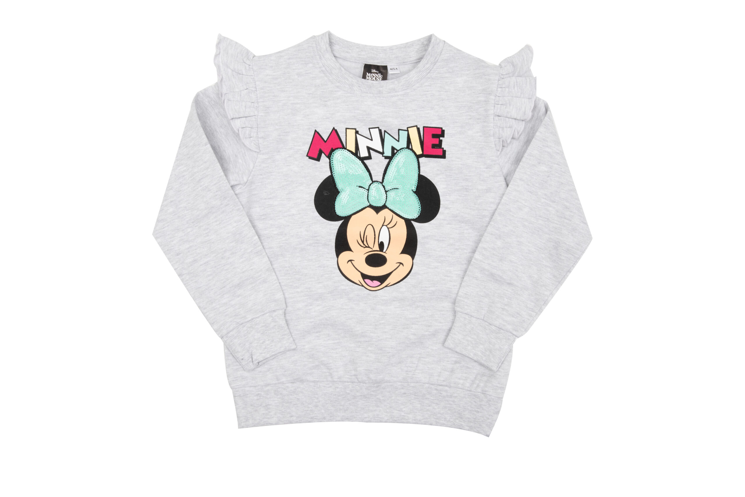 Minnie Maglia Felpata Bimba Grigia Maniche Lunghe