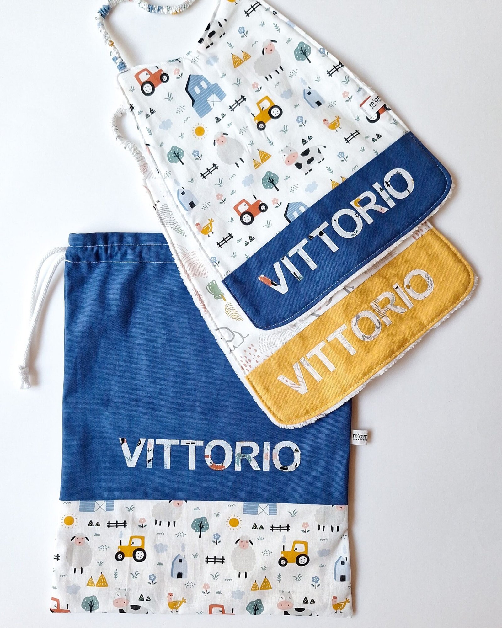 M'Amélie Creations Sacco Cambio Cotone Personalizzato Asilo