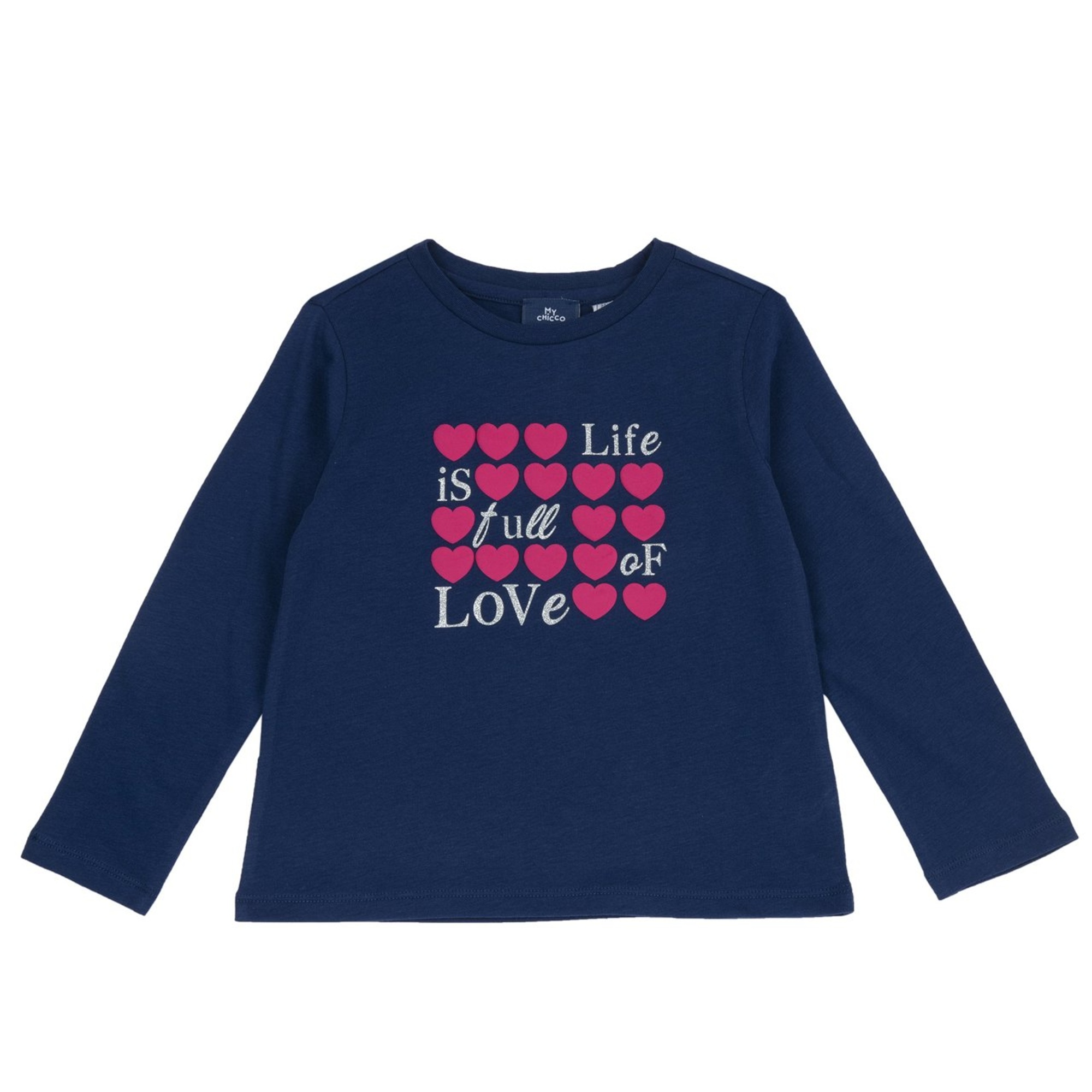 Chicco maglietta manica lunga bimba blu cuori