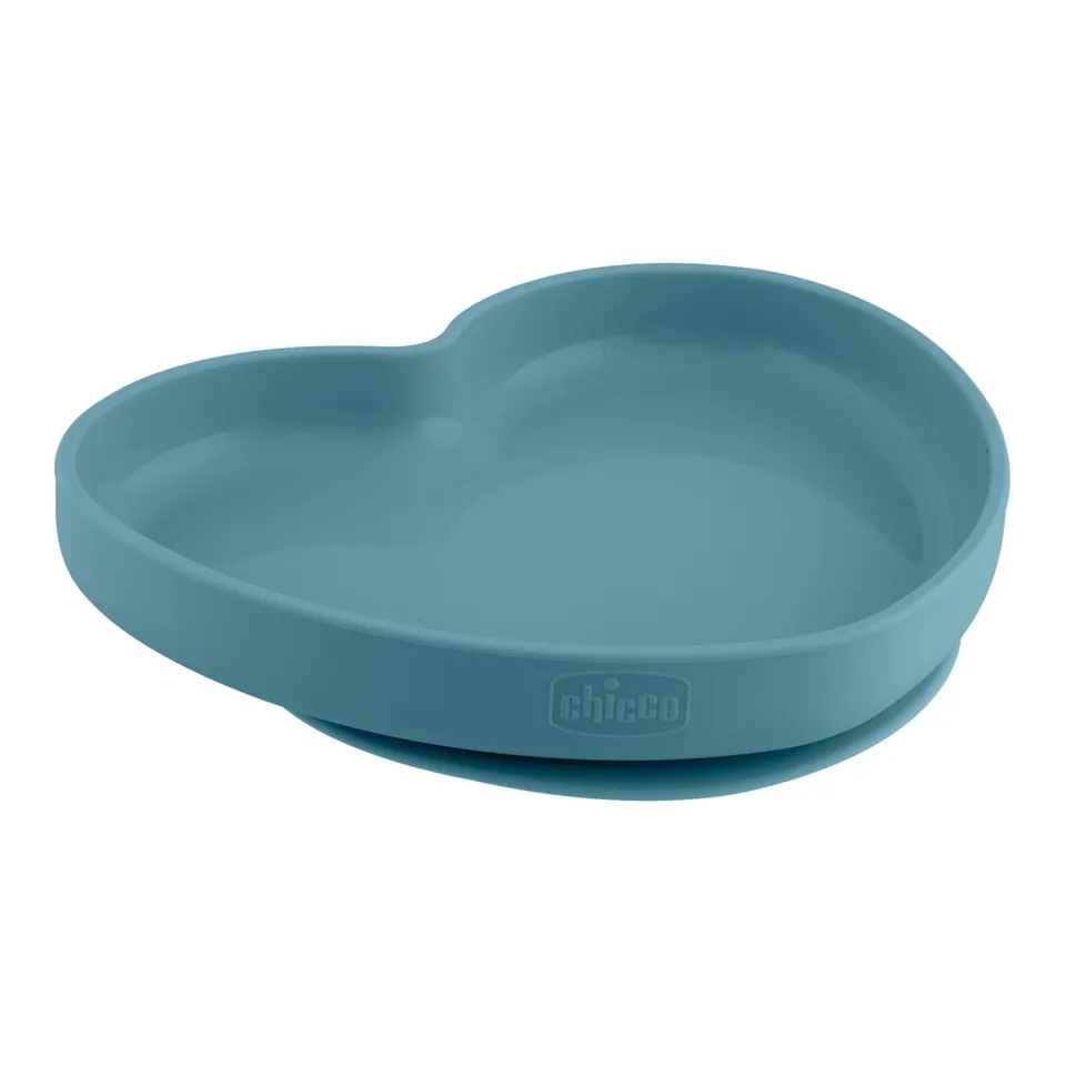 Chicco piatto cuore silicone azzurro 9m+ ventosa