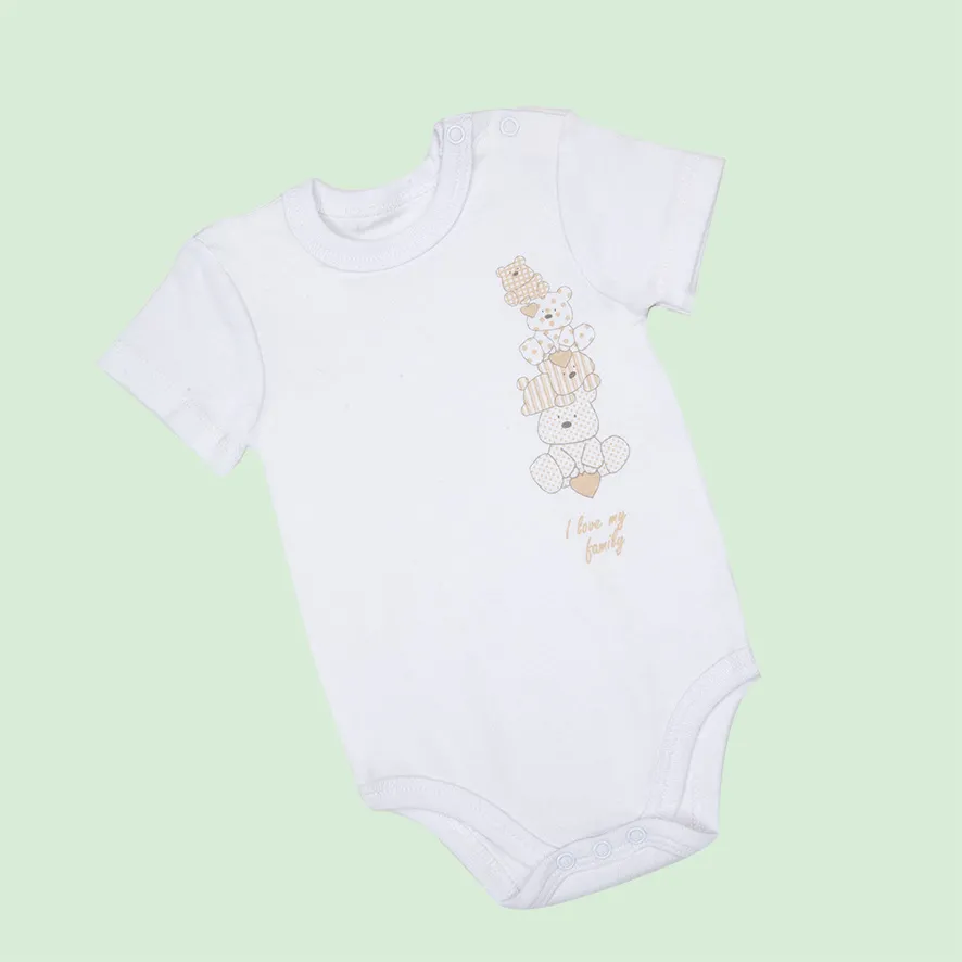 Mawi Body Manica Corta Orso Beige 3 Pezzi Cotone